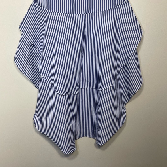 NWT English Factory Blouse Blue White Sleeveless Top Small Equestrian - Picture 7 of 10